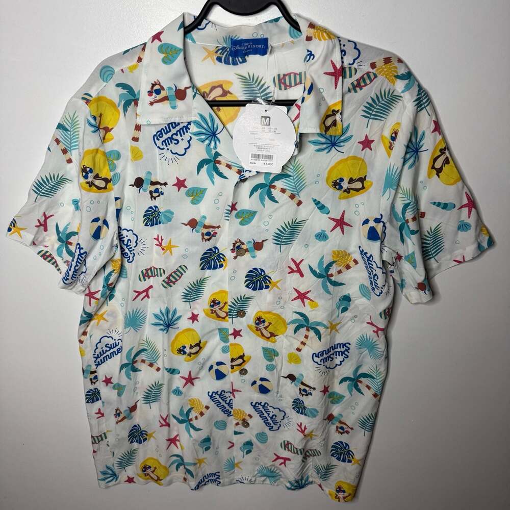 Tokyo Disney Resort Sui Sui Summer Chip 'n Dale Tropical M Button-Down Shirt